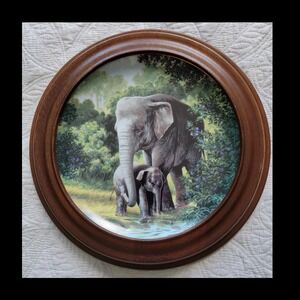 Vintage W.S. George The Asian Elephant 1989 Limited Edition Plate 735F Framed